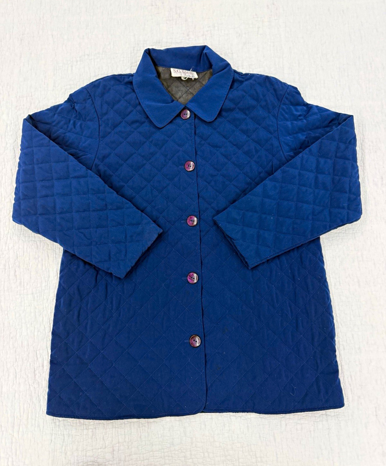 S.G. Sport Women’s Blue Lined Insulated Button Front Point Collar Jacket L 42"